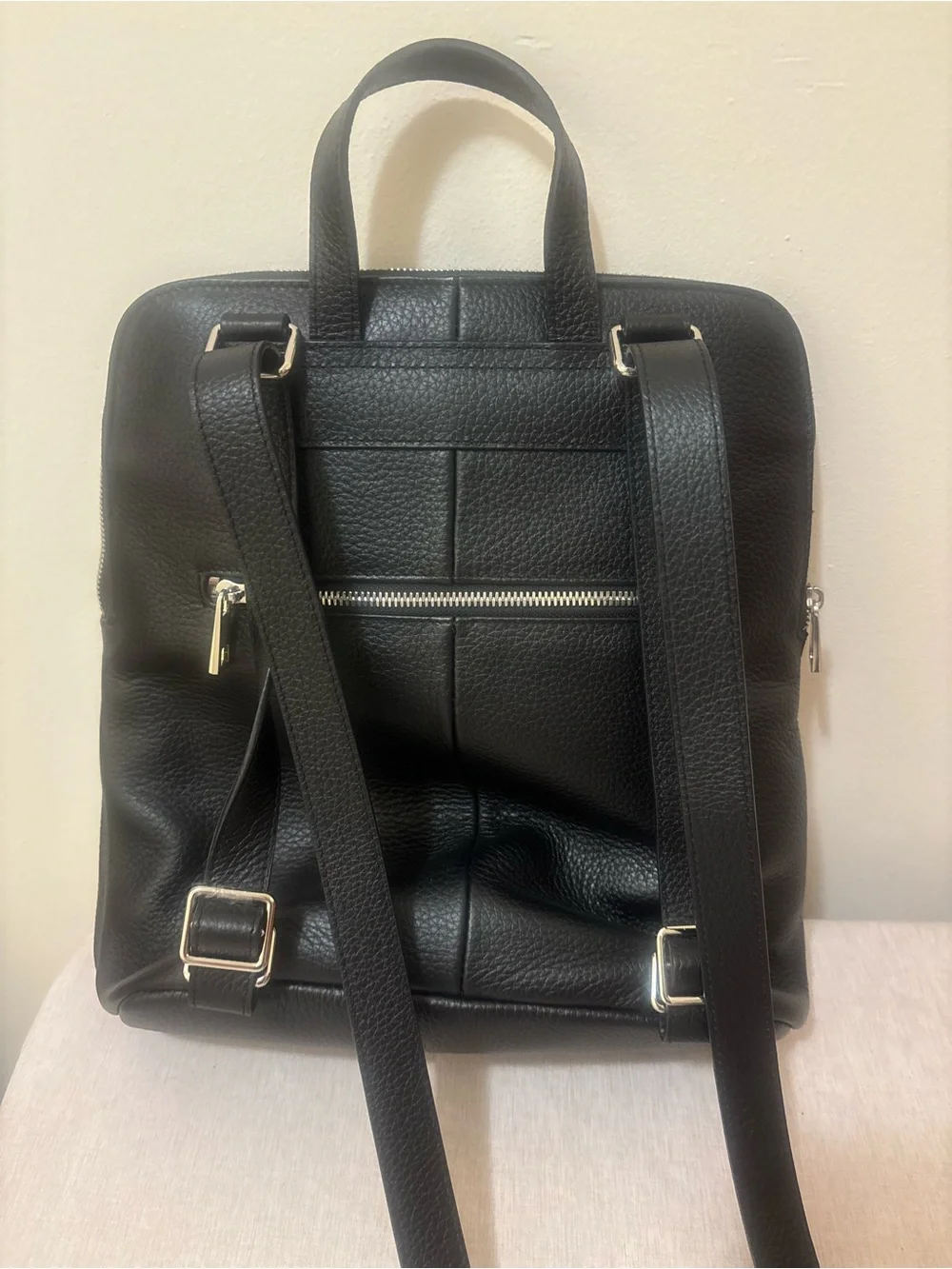 Quince Black Pebbled Italian Leather Backpack